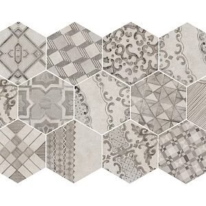 Nordic Tile Clays Cotton/Lava decoro Exagon 21x18,2cm