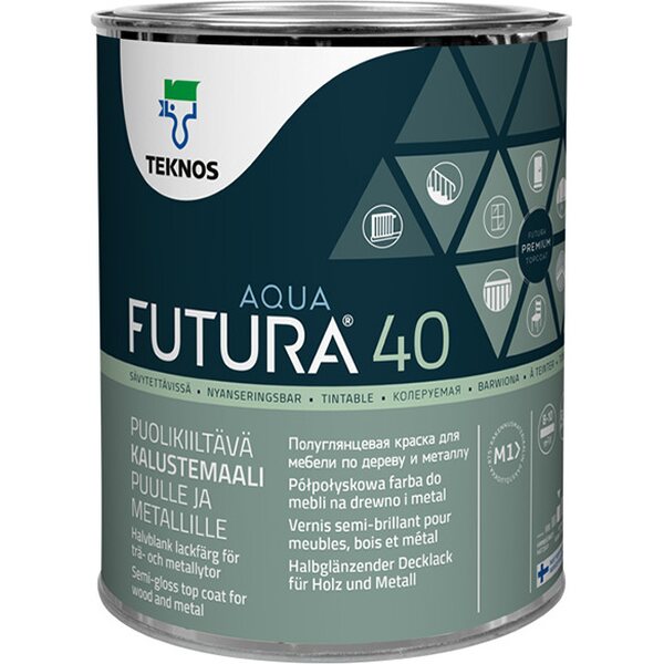 Teknos Futura Aqua 40 puolikiiltävä kalustemaali, sävytettävissä 0,9 l PM1